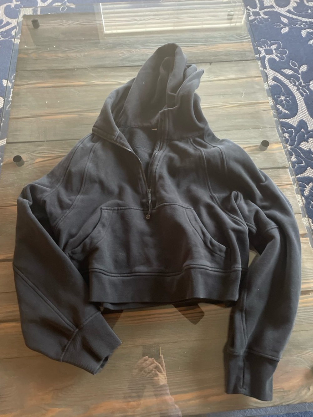 lululemon athletica Black Cropped Half-Zip Hoodie